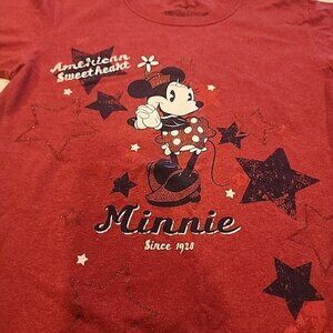 WOMEN'S DISNEY MINNIE MOUSE CLASSIC TEE-SHIRT Red Size Large Short Sleeve